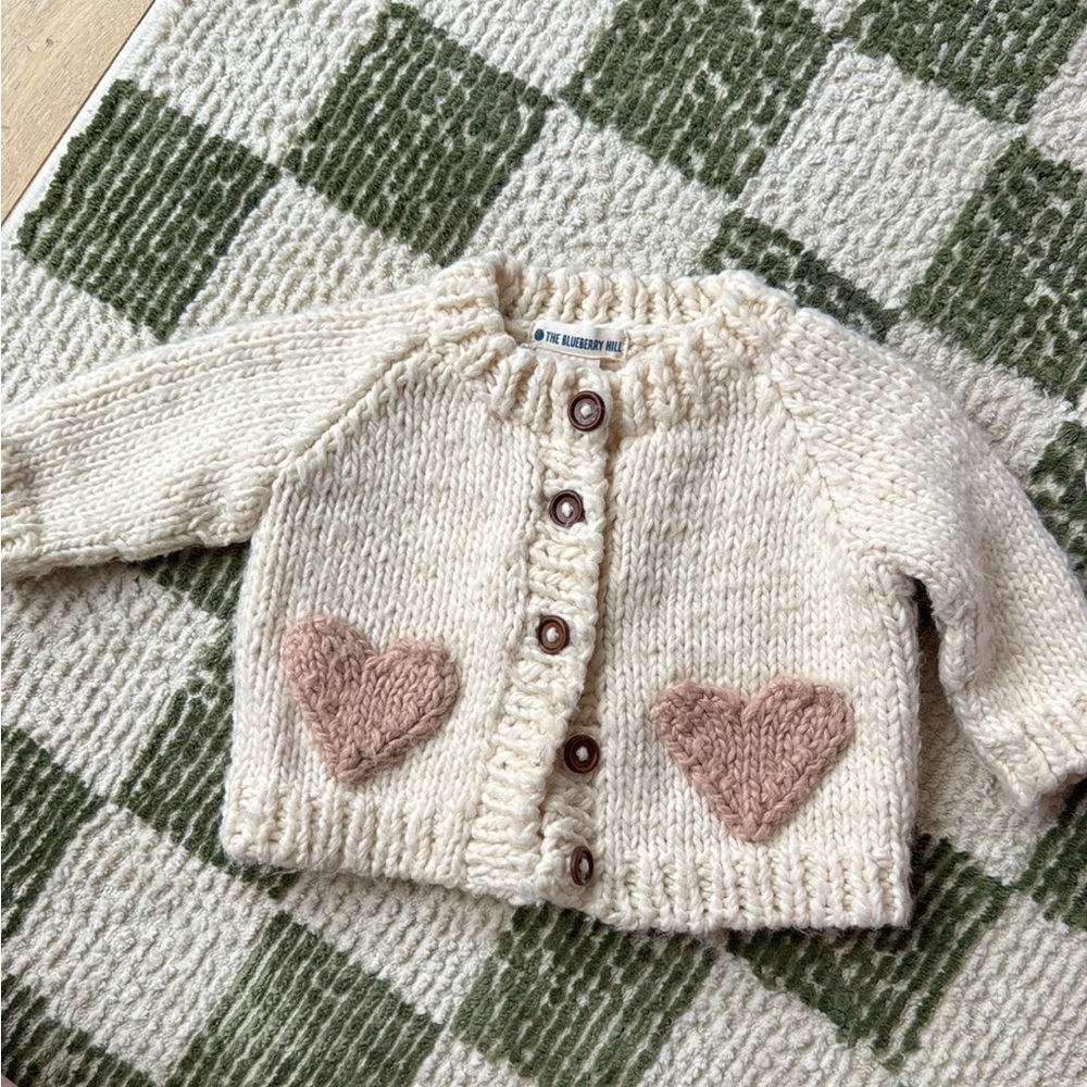 The Blueberry Hill Cream Knit Sweater with Heart Pockets